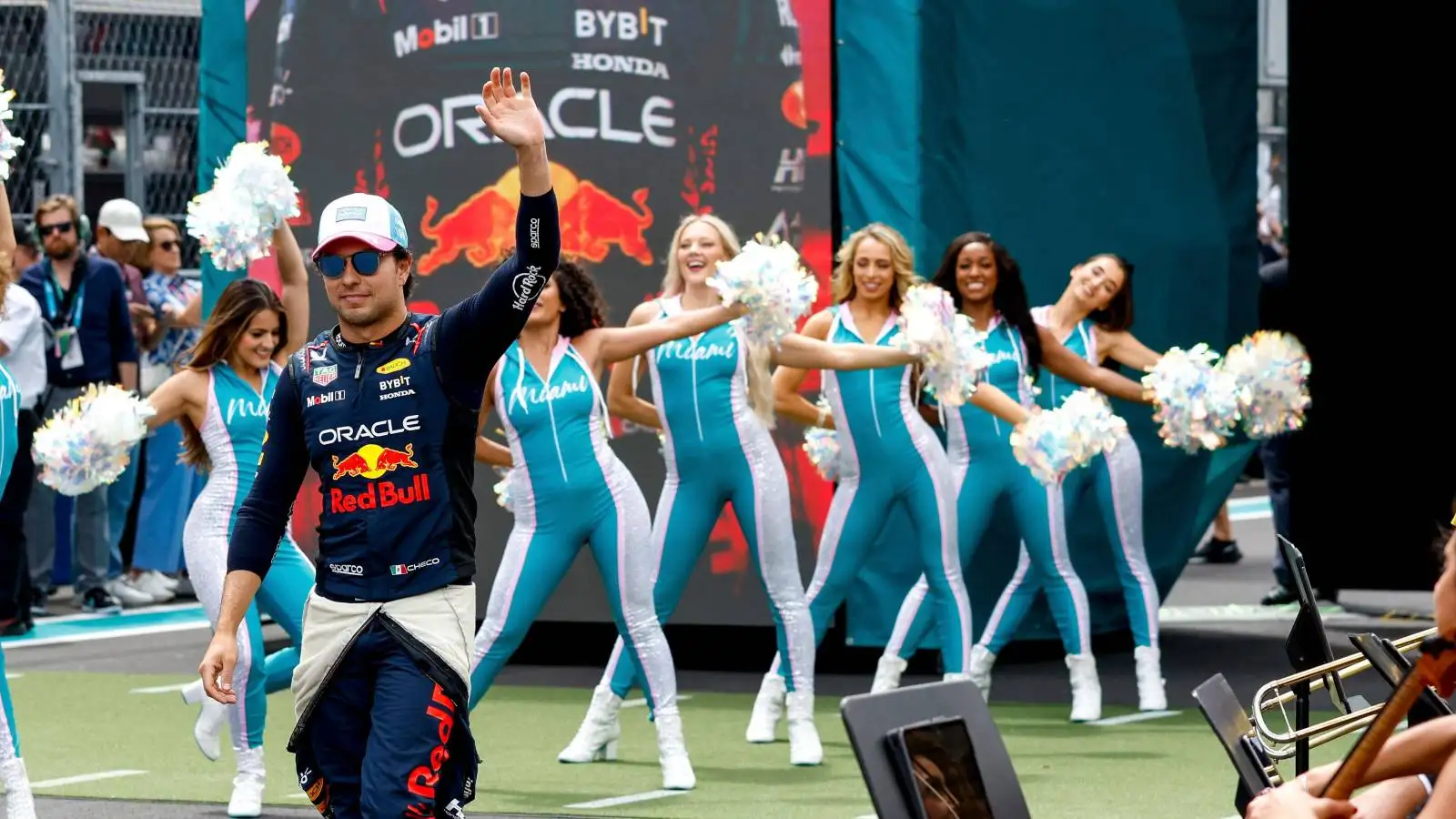 Sergio Perez, Red Bull, introduced. F1 Miami, May 2023.