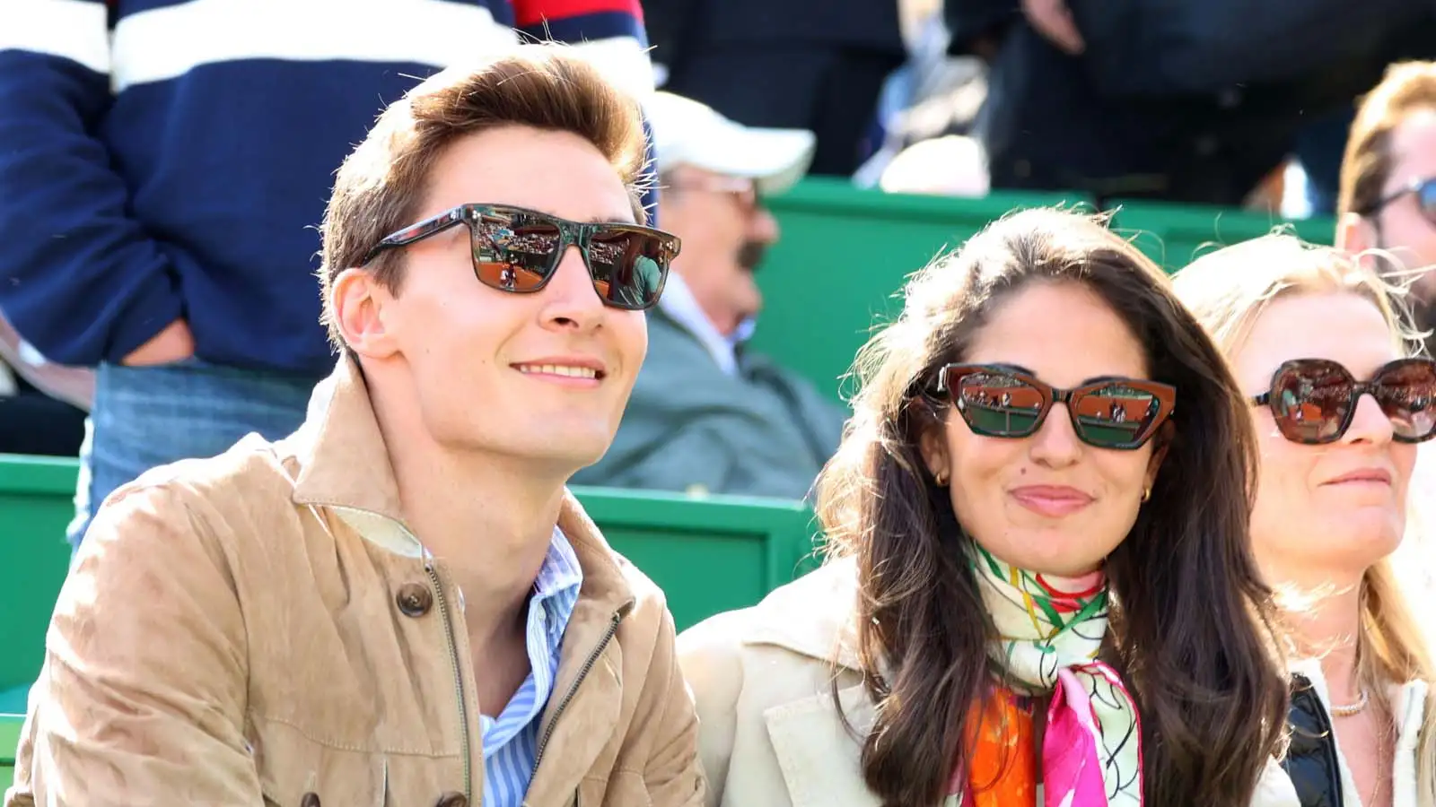 George Russell with girlfriend Carmen Mundt. F1 drivers Monaco April 2023.