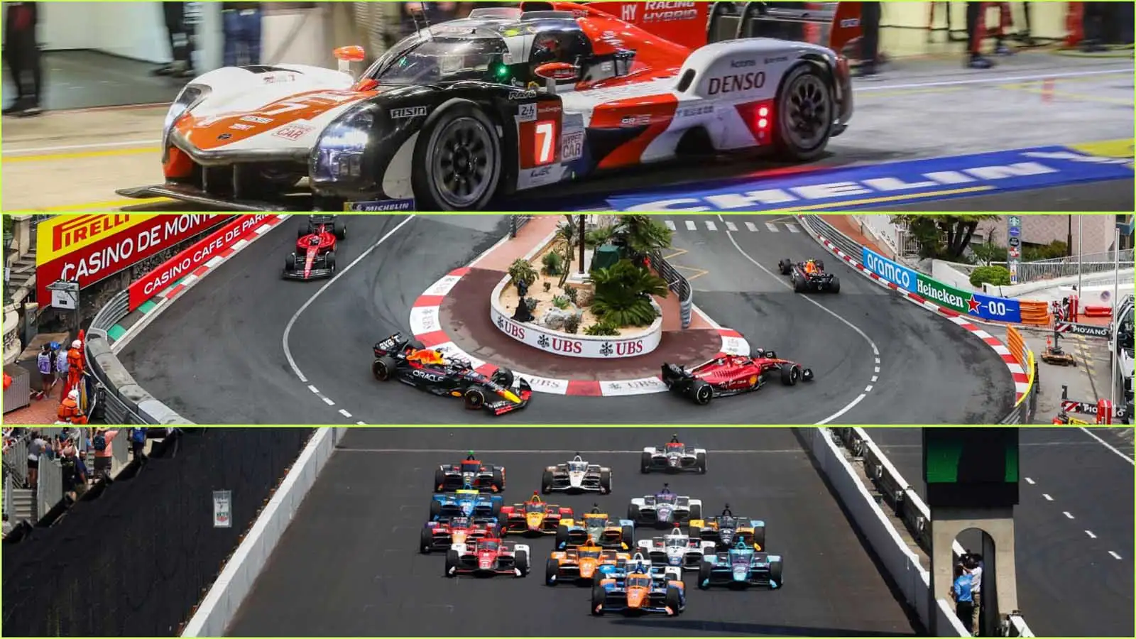 Motorsport Triple Crown split screen. May 2023.