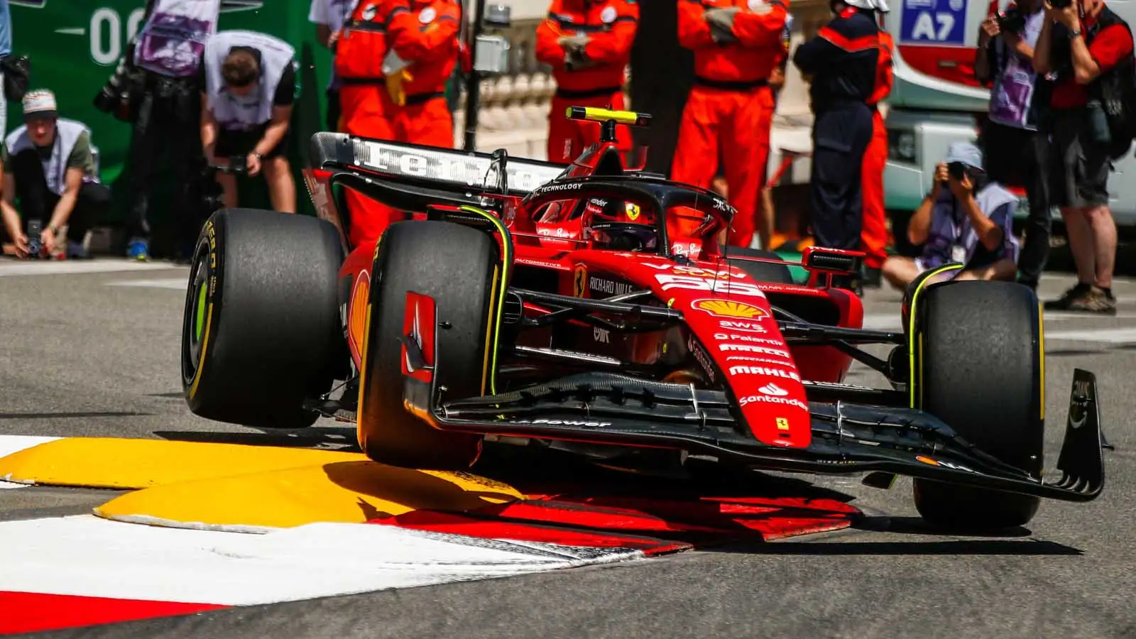 Carlos Sainz drives in practice. Monaco May 2023.