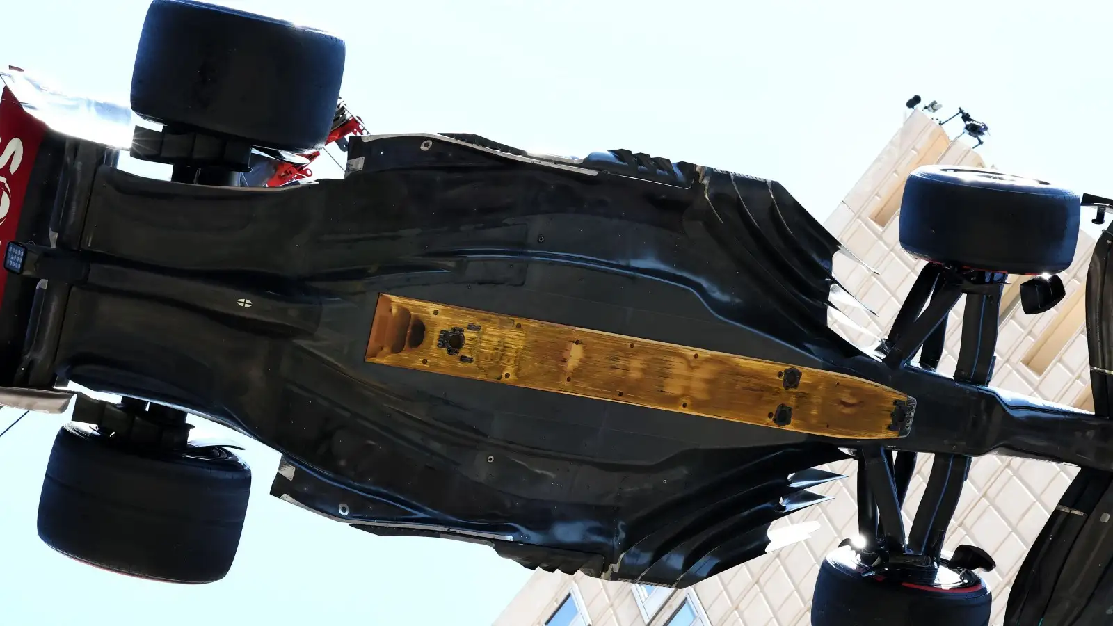 Underside of upgraded Mercedes W14 following Lewis Hamilton crash. Monaco, May 2023.