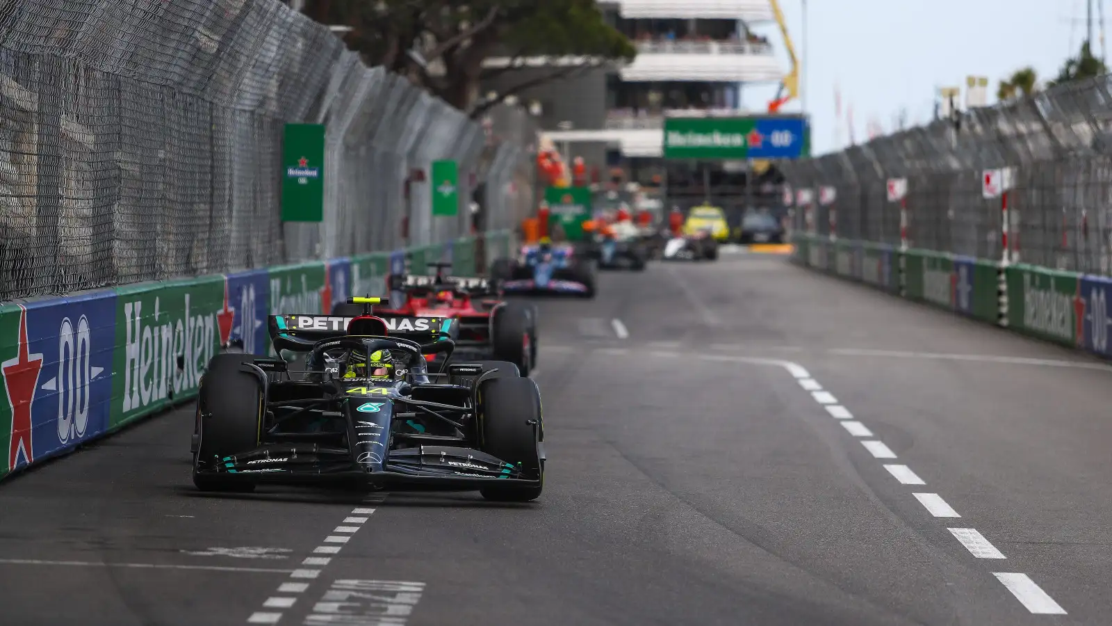 Mercedes driver Lewis Hamilton on track at the Monaco Grand Prix. Monte Carlo, May 2023. Monaco GP