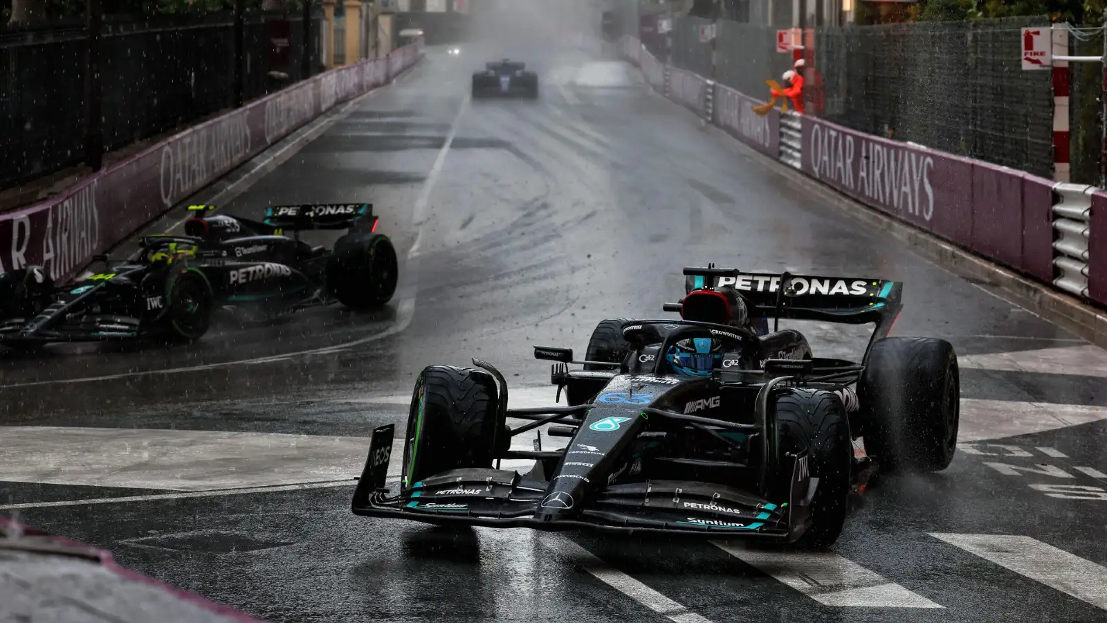 Mercedes' George Russell at the Monaco Grand Prix. Monte Carlo, May 2023.