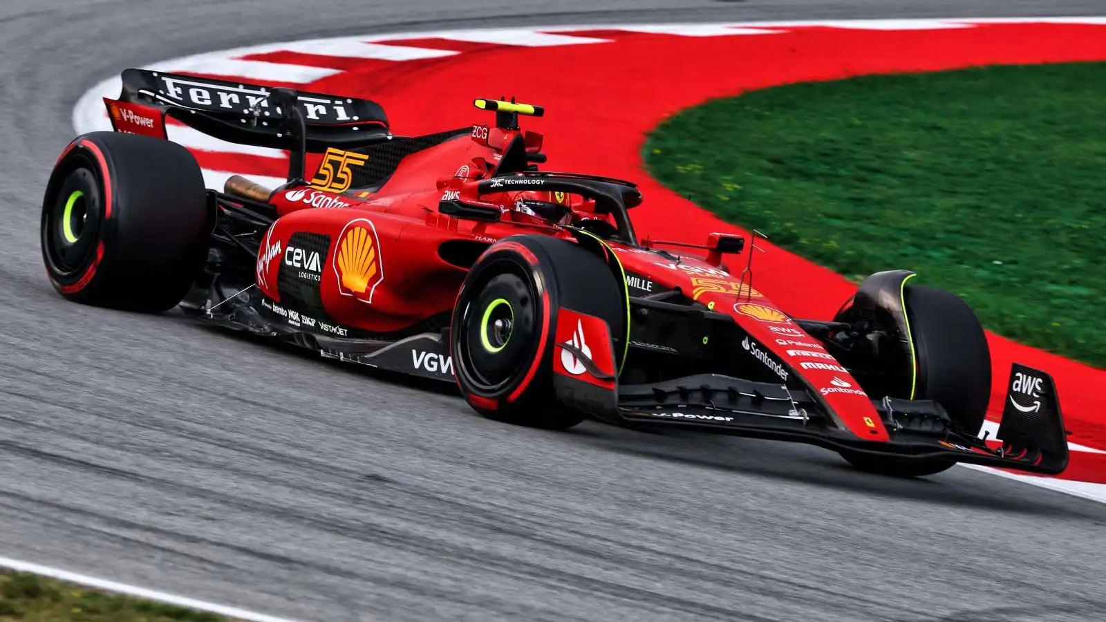 Ferrari driver Carlos Sainz during qualifying. Barcelona June 2023. F1 starting grid