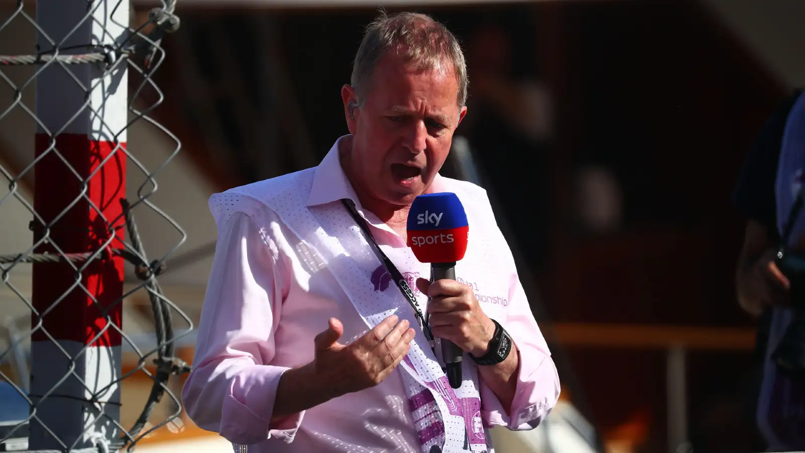 Martin Brundle on a grid walk at the Miami Grand Prix.