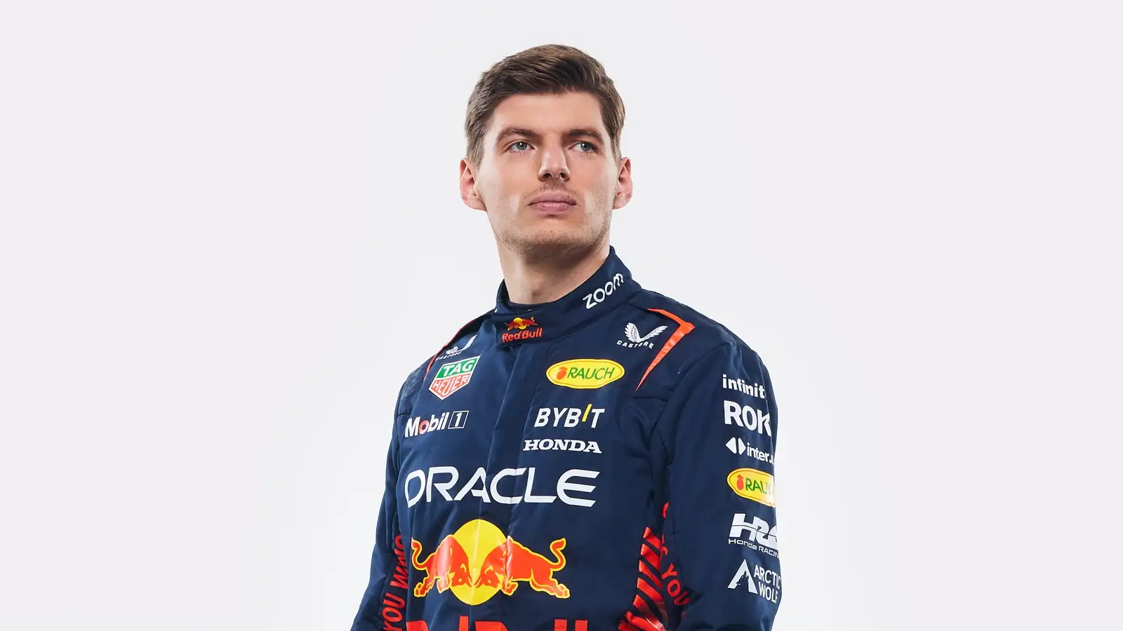 Max Verstappen looking to the side. February, 2023