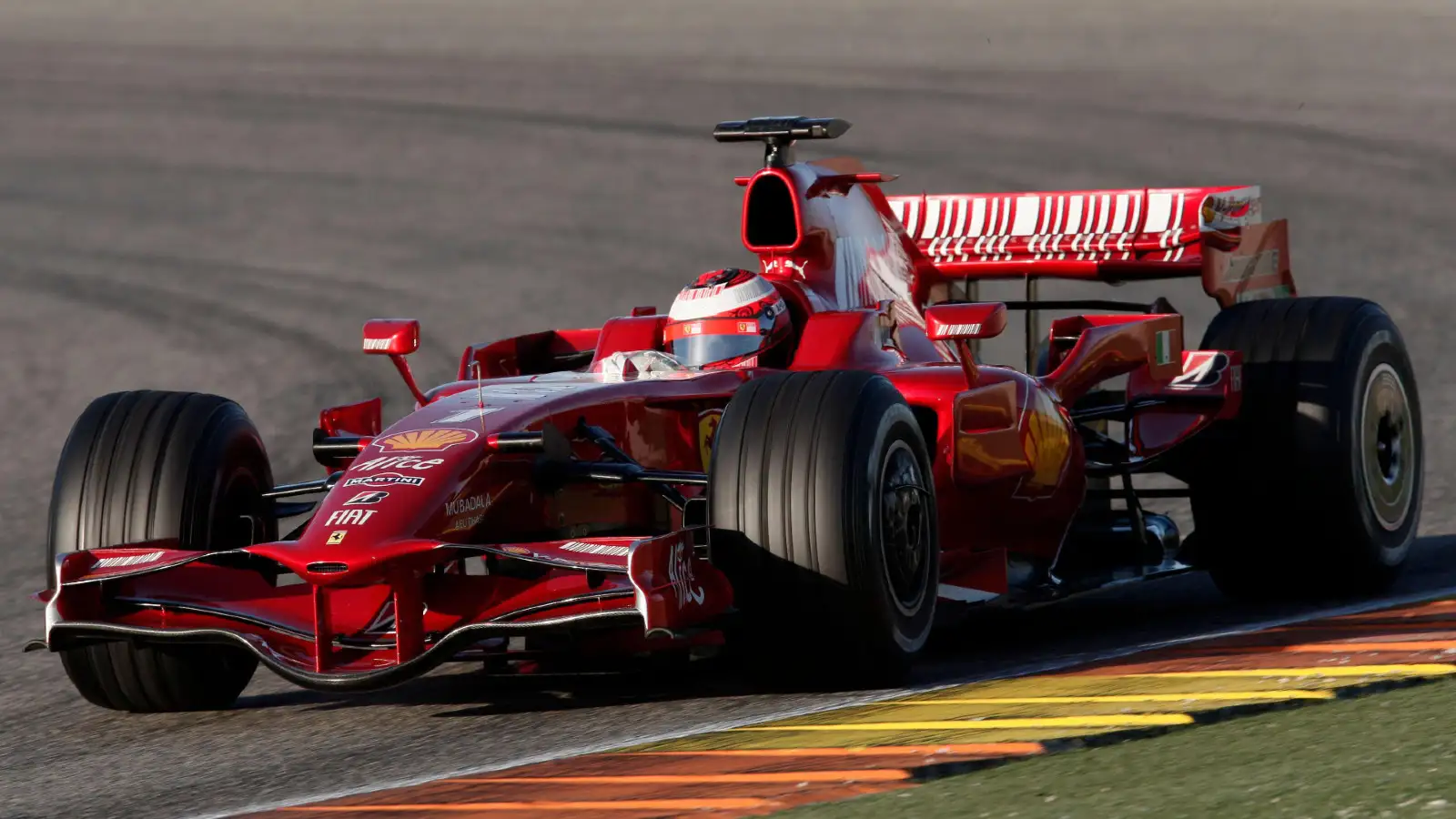 Ferrari's Kimi Raikkonen testing in Spain in 2008. lighter F1 cars