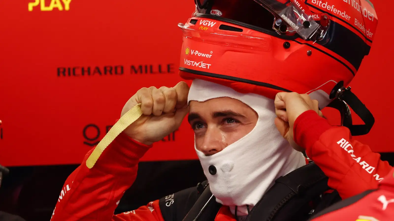 Charles Leclerc removing his helmet. Montreal, Canada. June 2023.