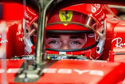Ferrari driver Charles Leclerc looks on from the garage during practice for the Canadian Grand Prix. Montreal, June 2023.