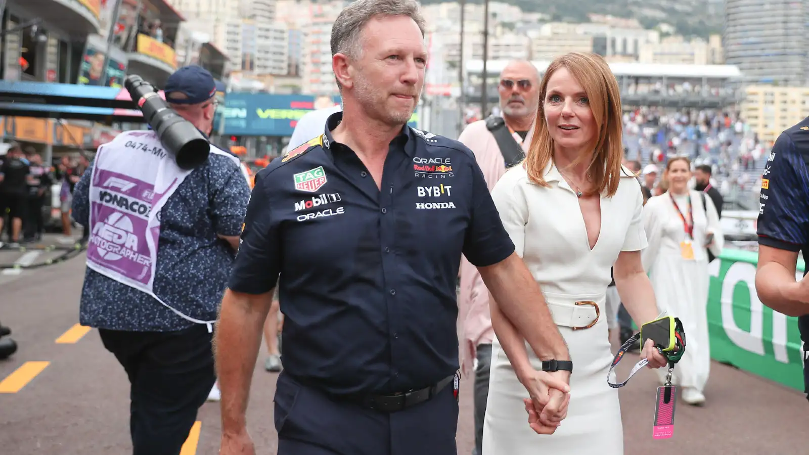 Red Bull team boss Christian Horner pictured with Geri Halliwell at the 2023 Monaco Grand Prix.