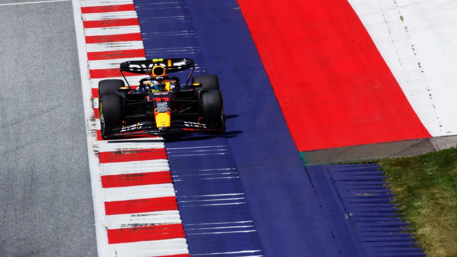 Sergio Perez exceeding track limits. Austria, June 2023.
