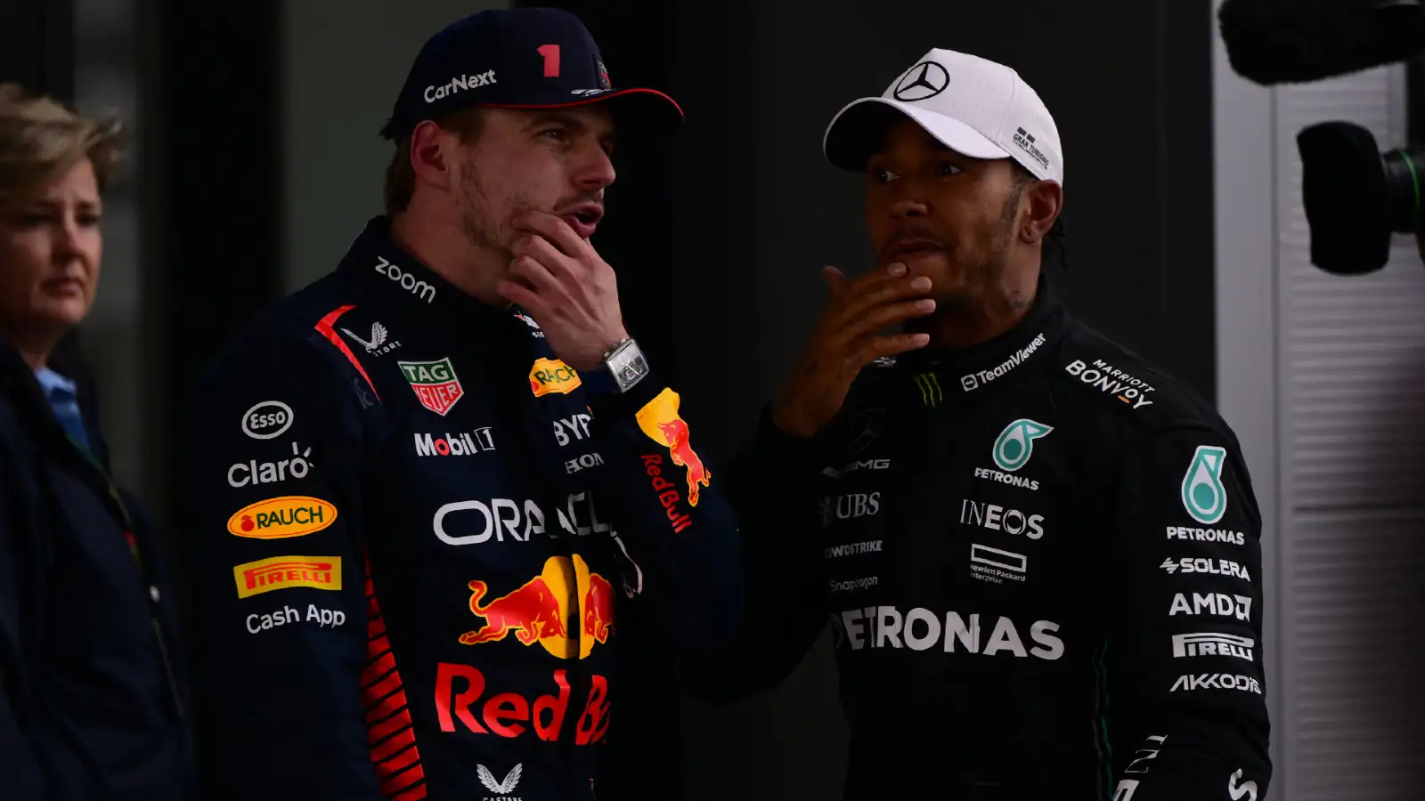 Red Bull's Max Verstappen and Mercedes' Lewis Hamilton at the 2023 Canadian Grand Prix.