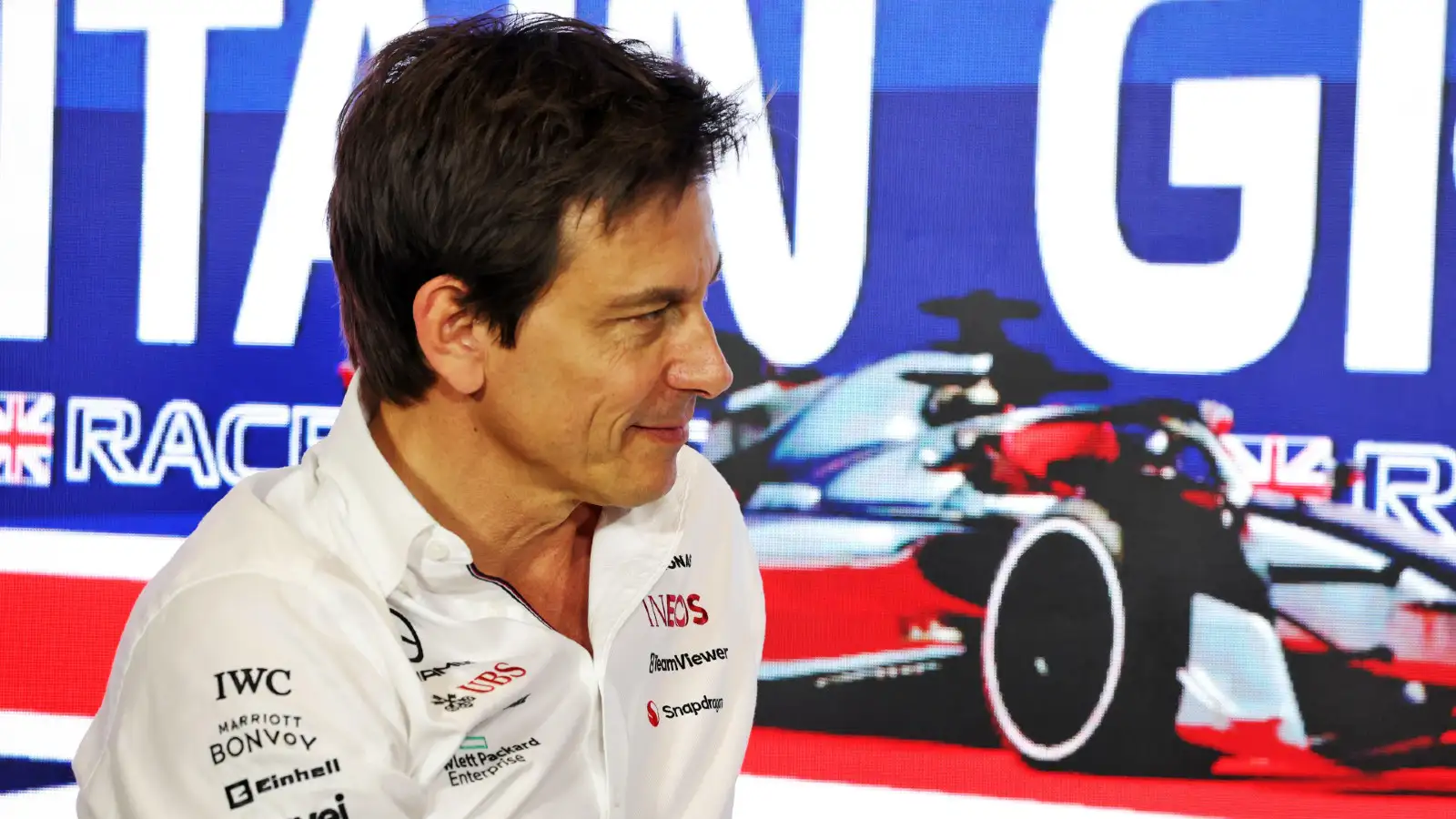 Mercedes team principal Toto Wolff at the British Grand Prix. Silverstone, July 2023.