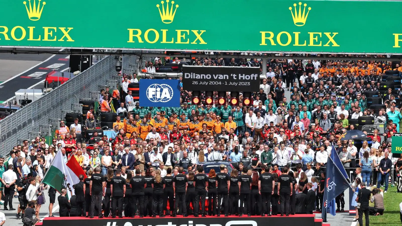 Paddock holds a minute of silence for Dilano van't Hoff. Austria July 2023
