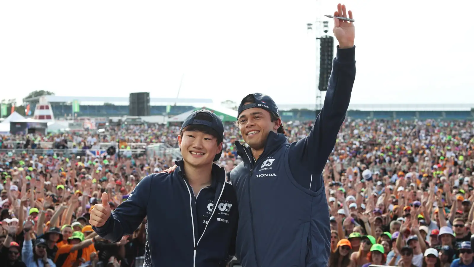 Yuki Tsunoda and Nyck de Vries. Silverstone, July 2023.