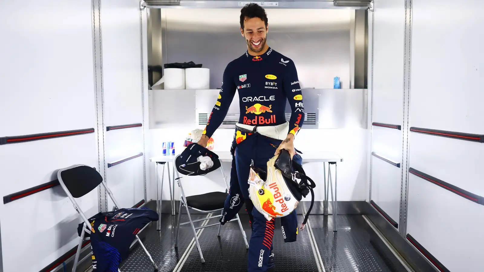 Daniel Ricciardo smiling. Silverstone, July 2023.