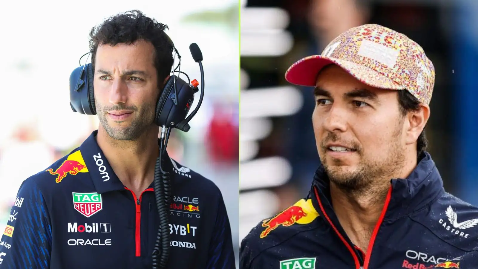 Daniel Ricciardo and Sergio Perez side-by-side.