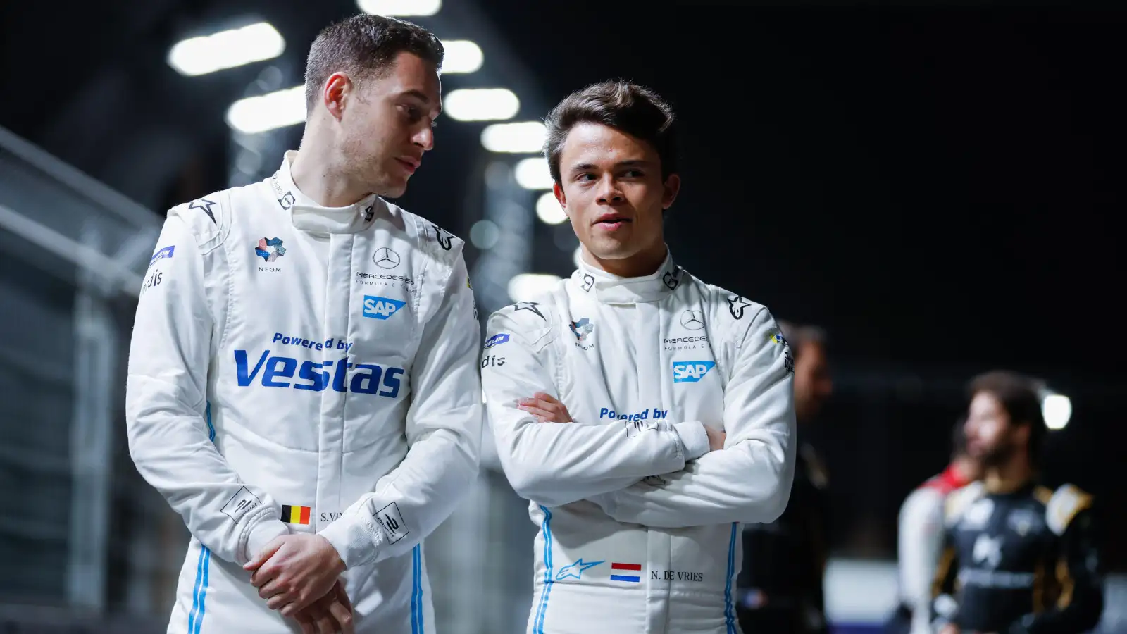 Mercedes' Stoffel Vandoorne and Nyck de Vries in Formula E.