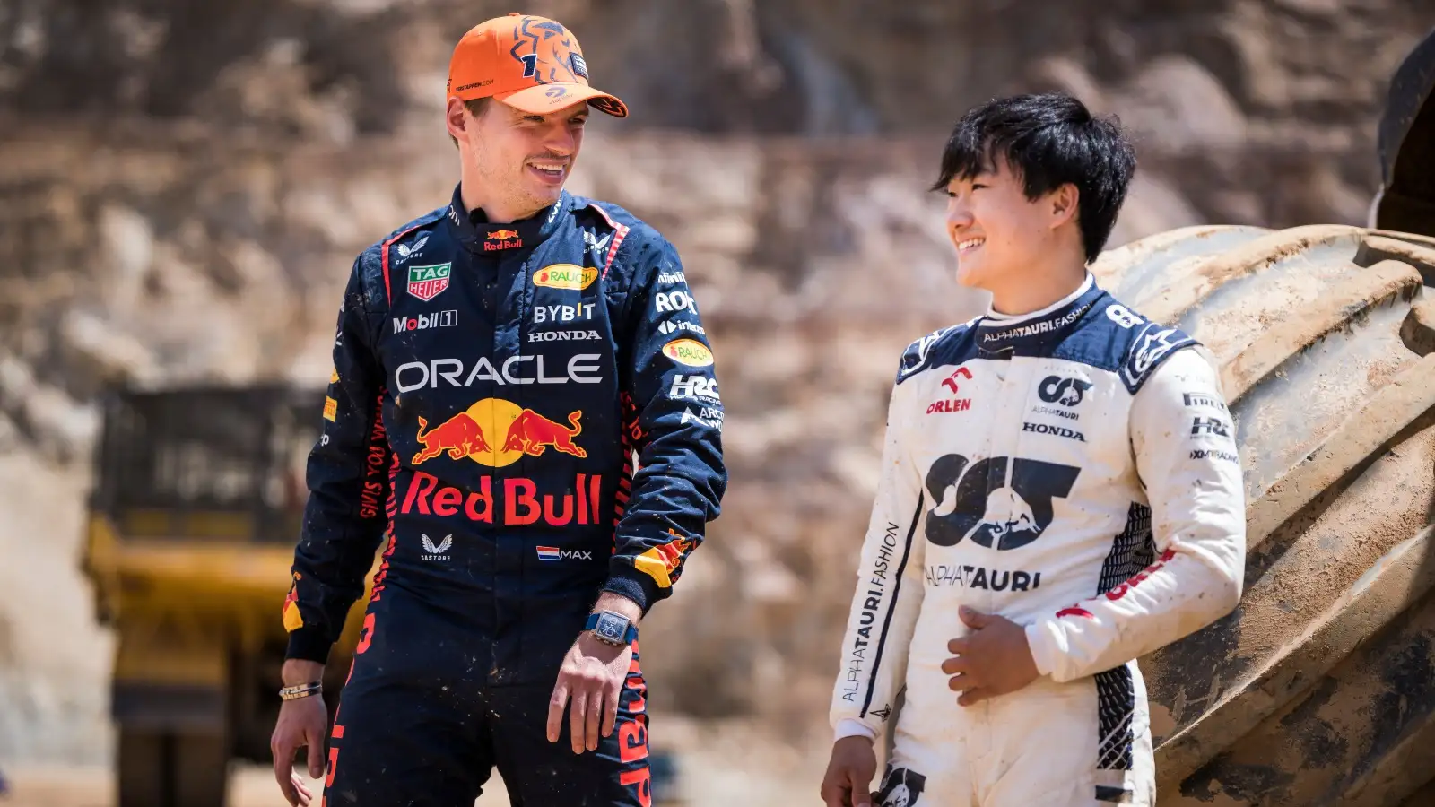Max Verstappen and Yuki Tsunoda seen during the Unserious Race Series in Eisenerz, Austria on June 13, 2023