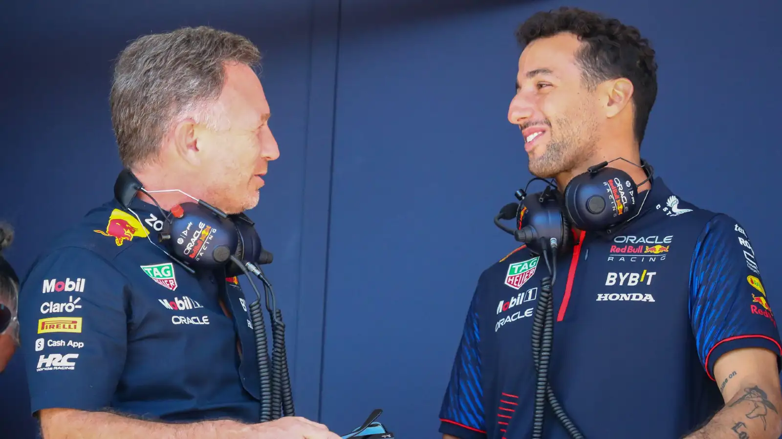 Red Bull's Christian Horner and Daniel Ricciardo, pictured in 2023.