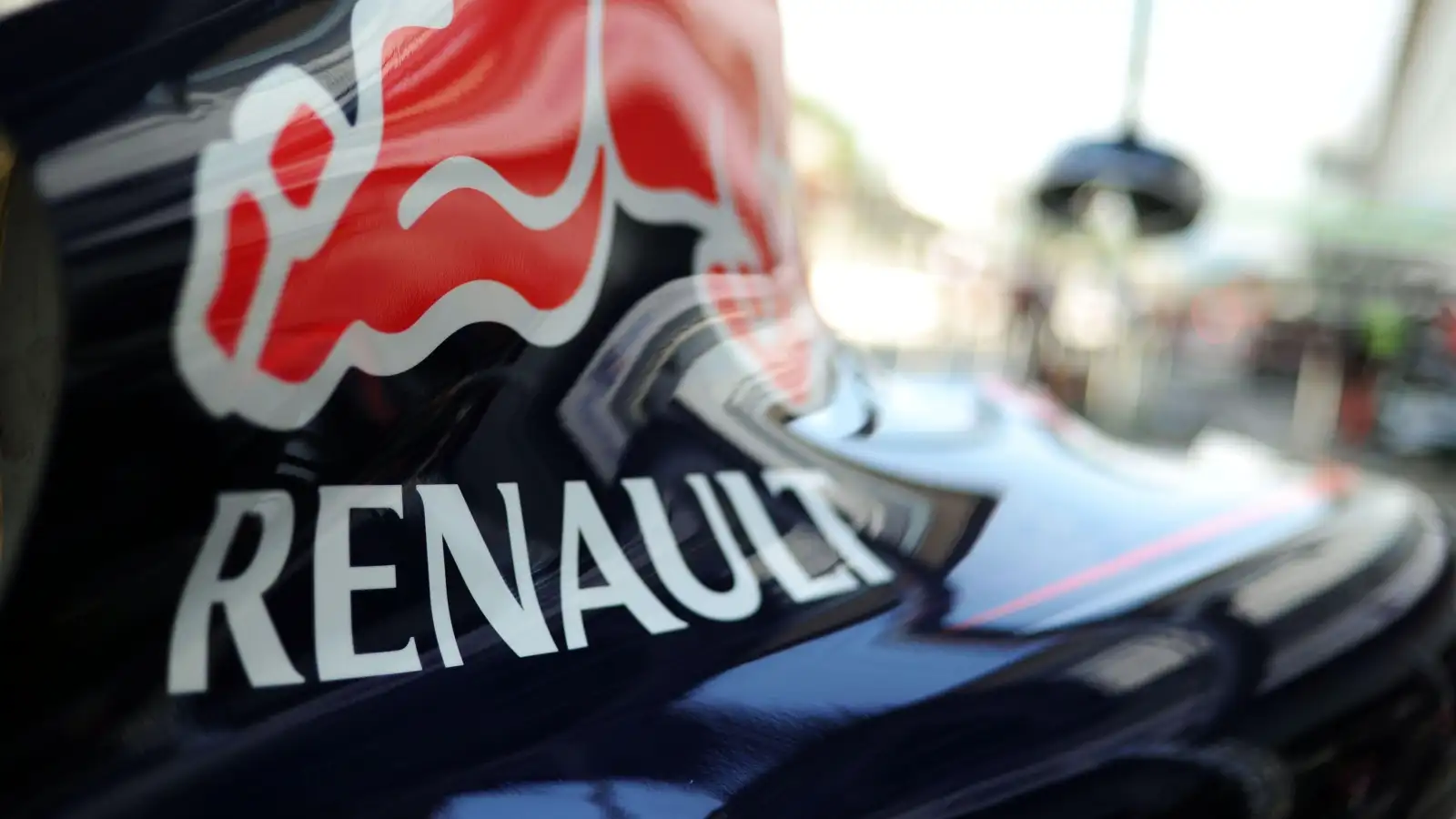 The Renault logo on the side of Red BUll's RB10. September 2014. Monza Italy