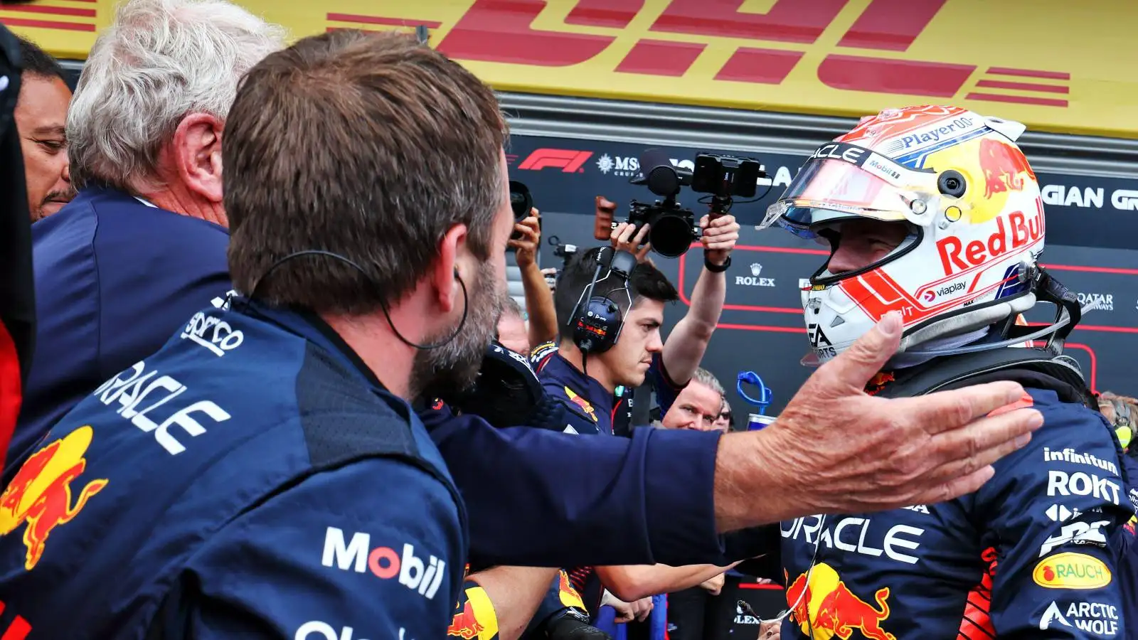 Max Verstappen and Red Bull celebrate victory. Belgium, July 2023.