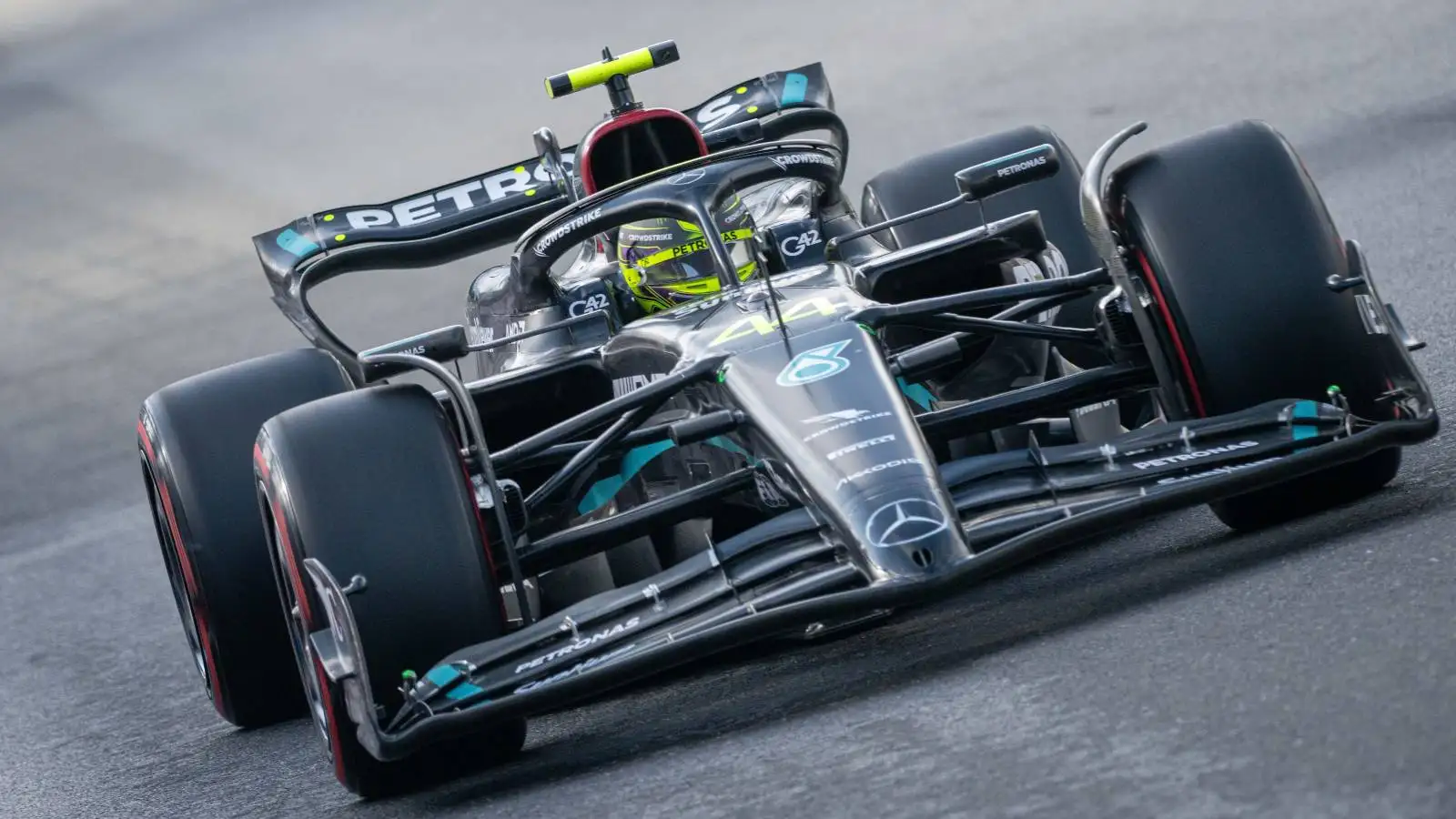 Lewis Hamilton drives upgraded Mercedes W14. Belgium, July 2023.