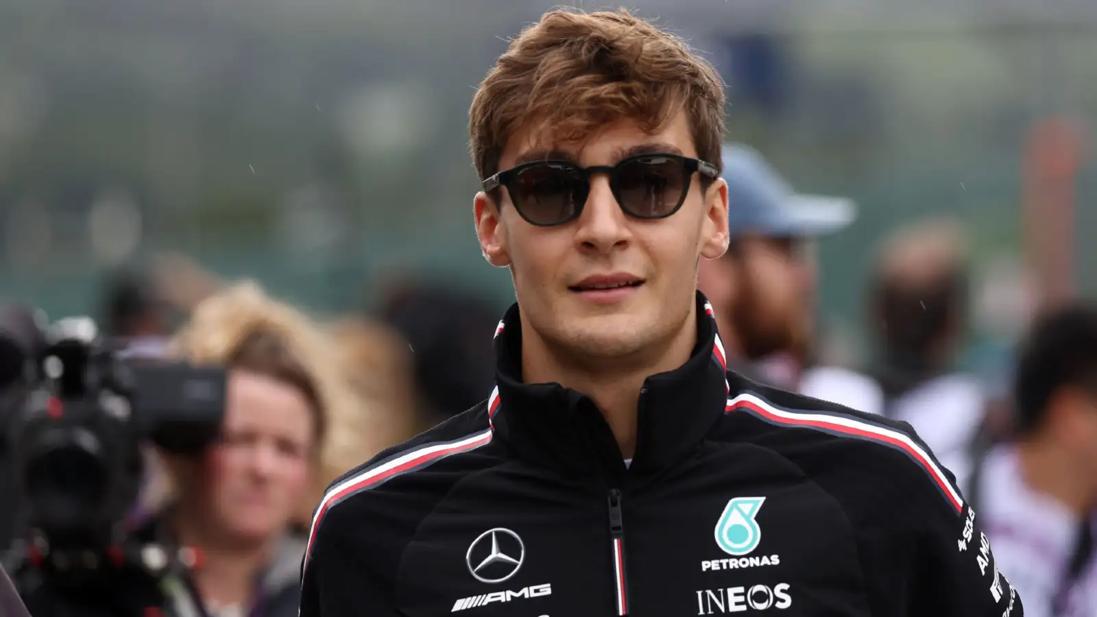 Mercedes racer George Russell at Silverstone for the British Grand Prix.