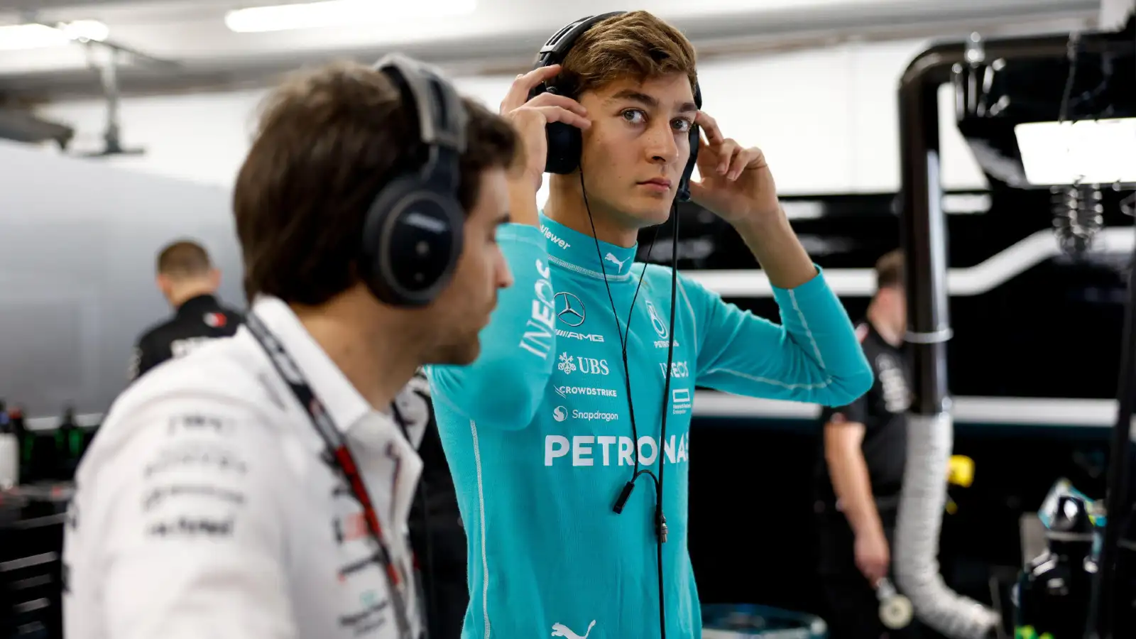 Formula 1 Mercedes driver George Russell pictured at the Belgian Grand Prix.
