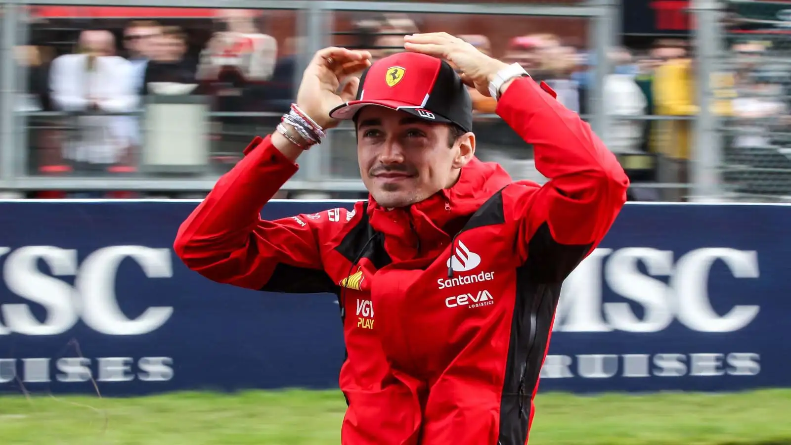 Charles Leclerc during the drivers parade.