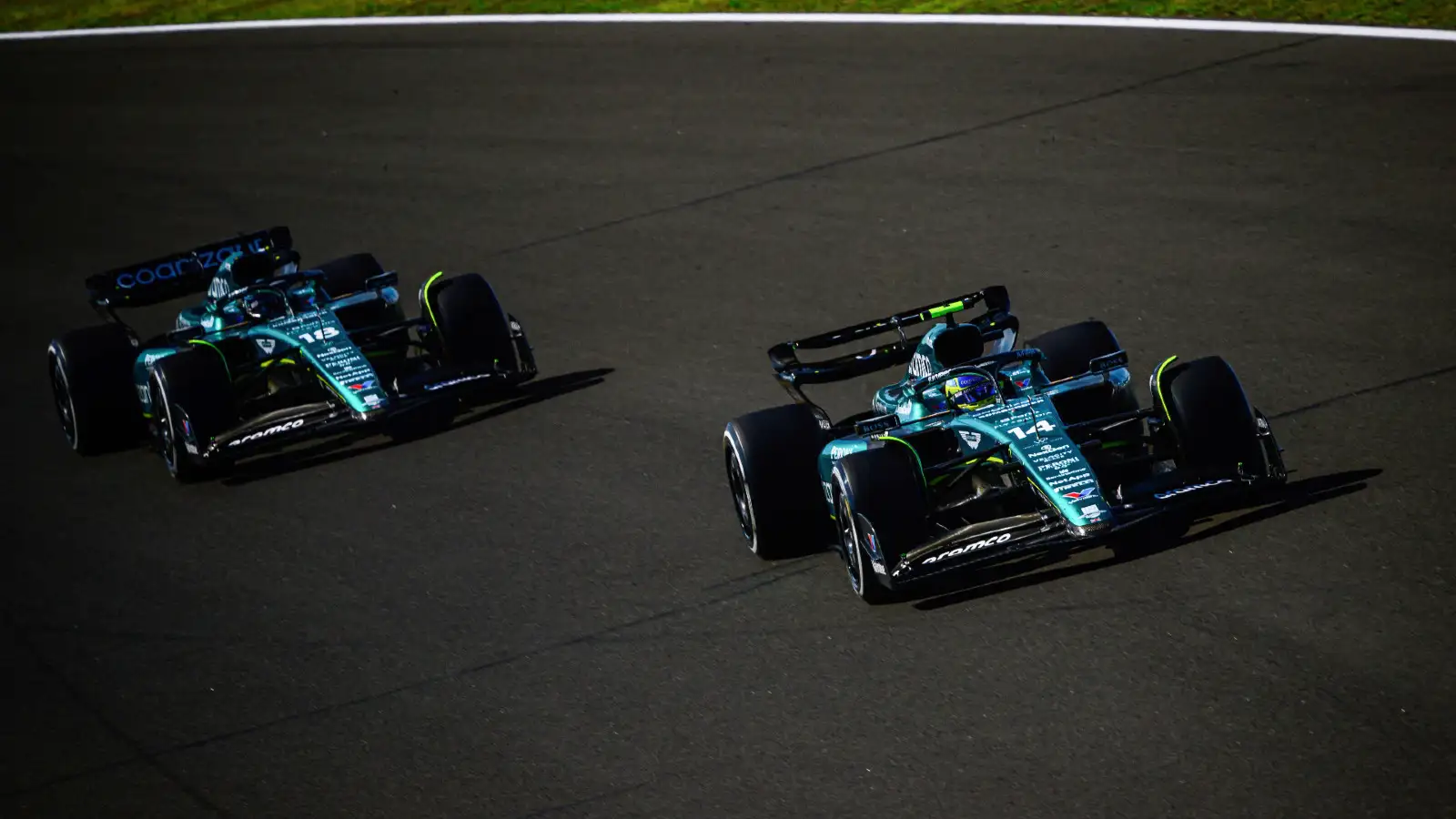 Hungarian Grand Prix: Fernando Alonso and Lance Stroll, Aston Martin F1 drivers.