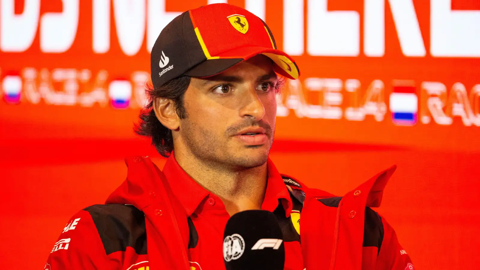 Zandvoort: Carlos Sainz, Ferrari driver, in attendance at the press conference ahead of the Dutch Grand Prix.