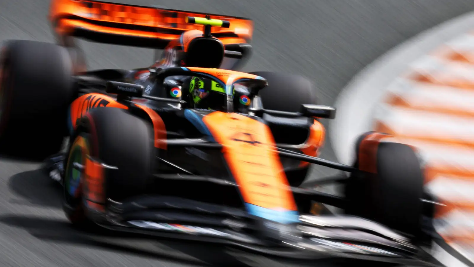 Lando Norris in action during practice for the Dutch Grand Prix at Zandvoort.