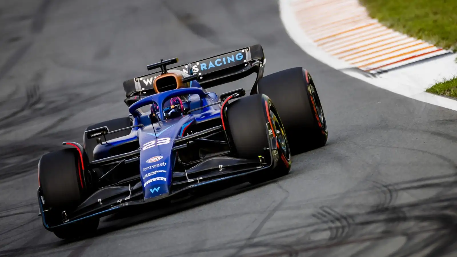 Williams driver Alex Albon en route to third in Dutch Grand Prix practice at Zandvoort.