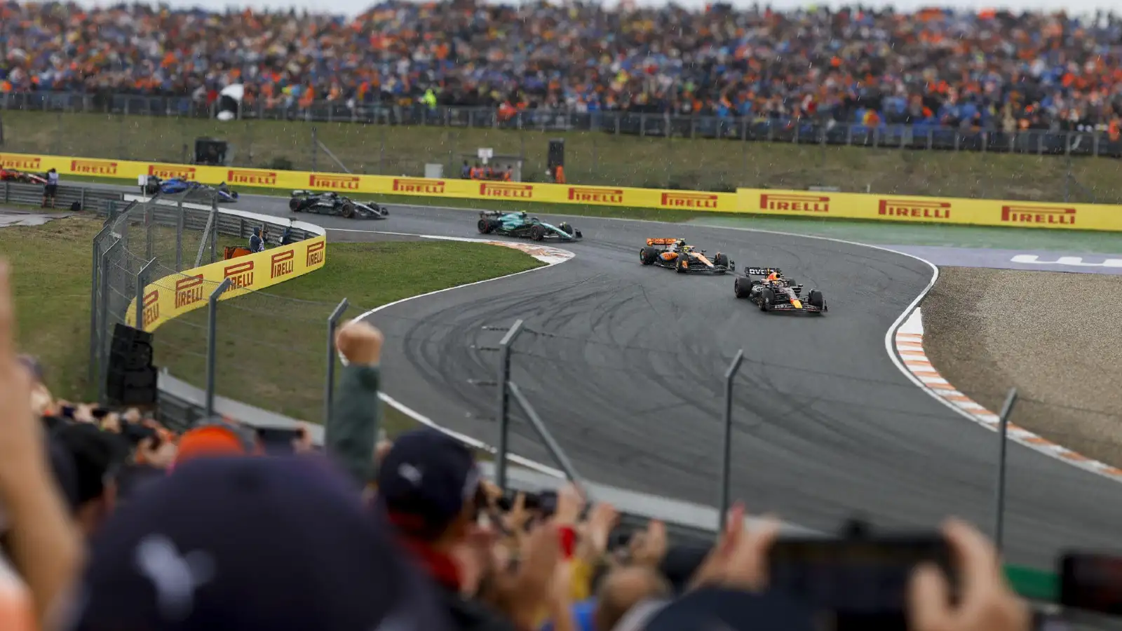 Red Bull's Max Verstappen leads at Zandvoort for the Dutch Grand Prix.