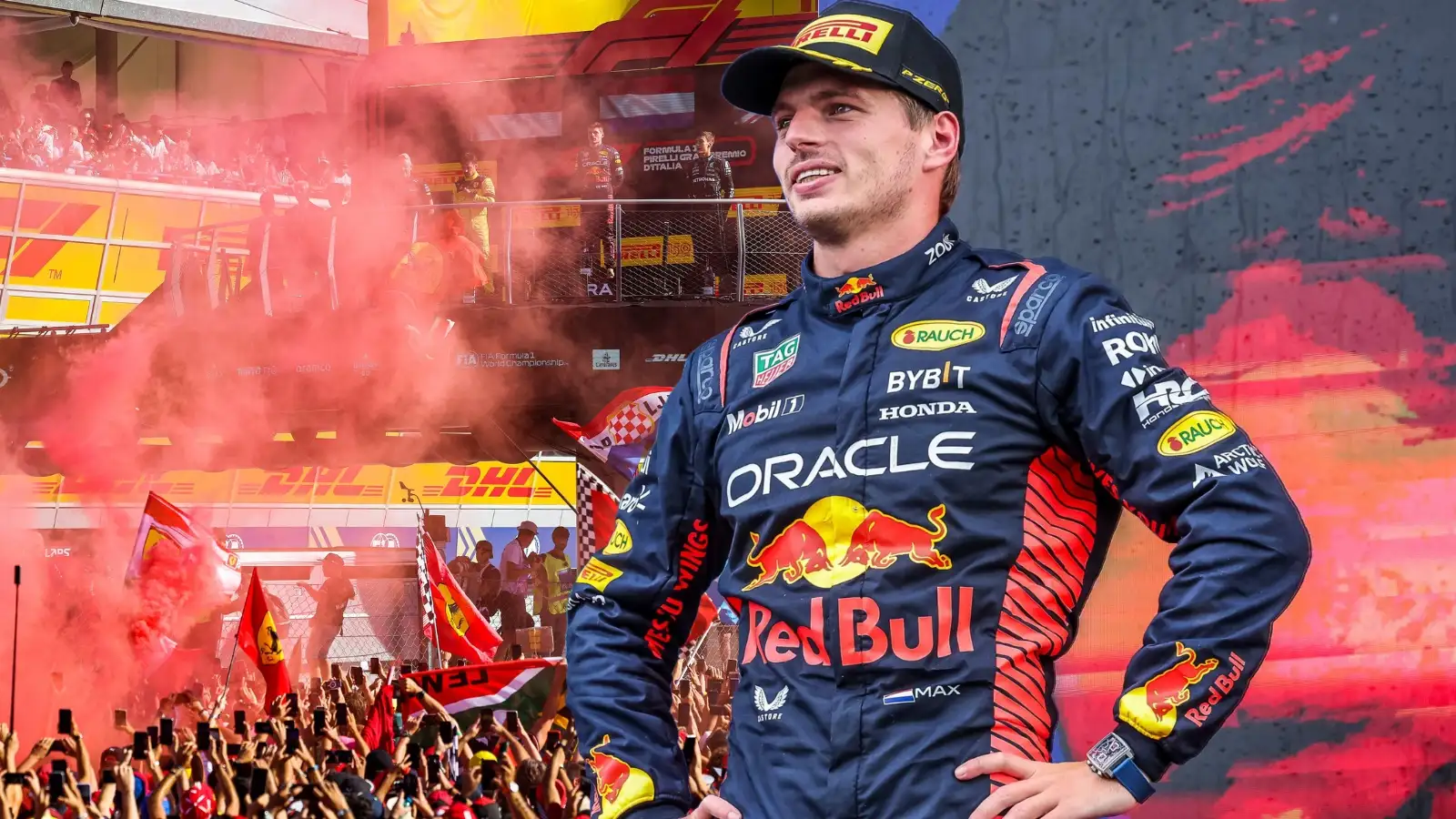 Red Bull's Max Verstappen and the Monza crowd.