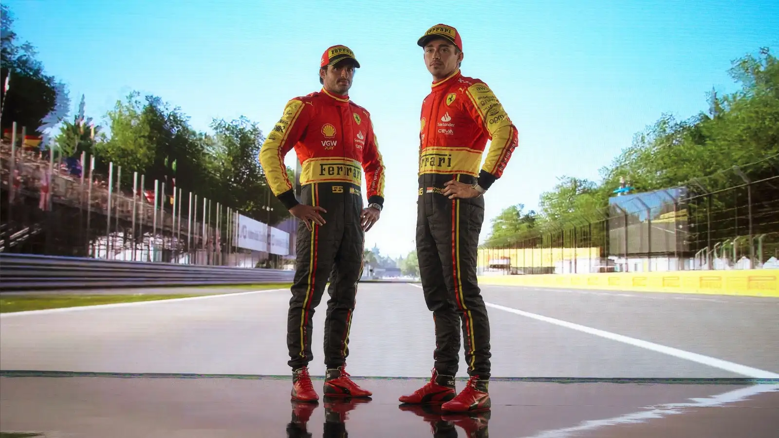 Ferrari's Carlos Sainz and Charles Leclerc