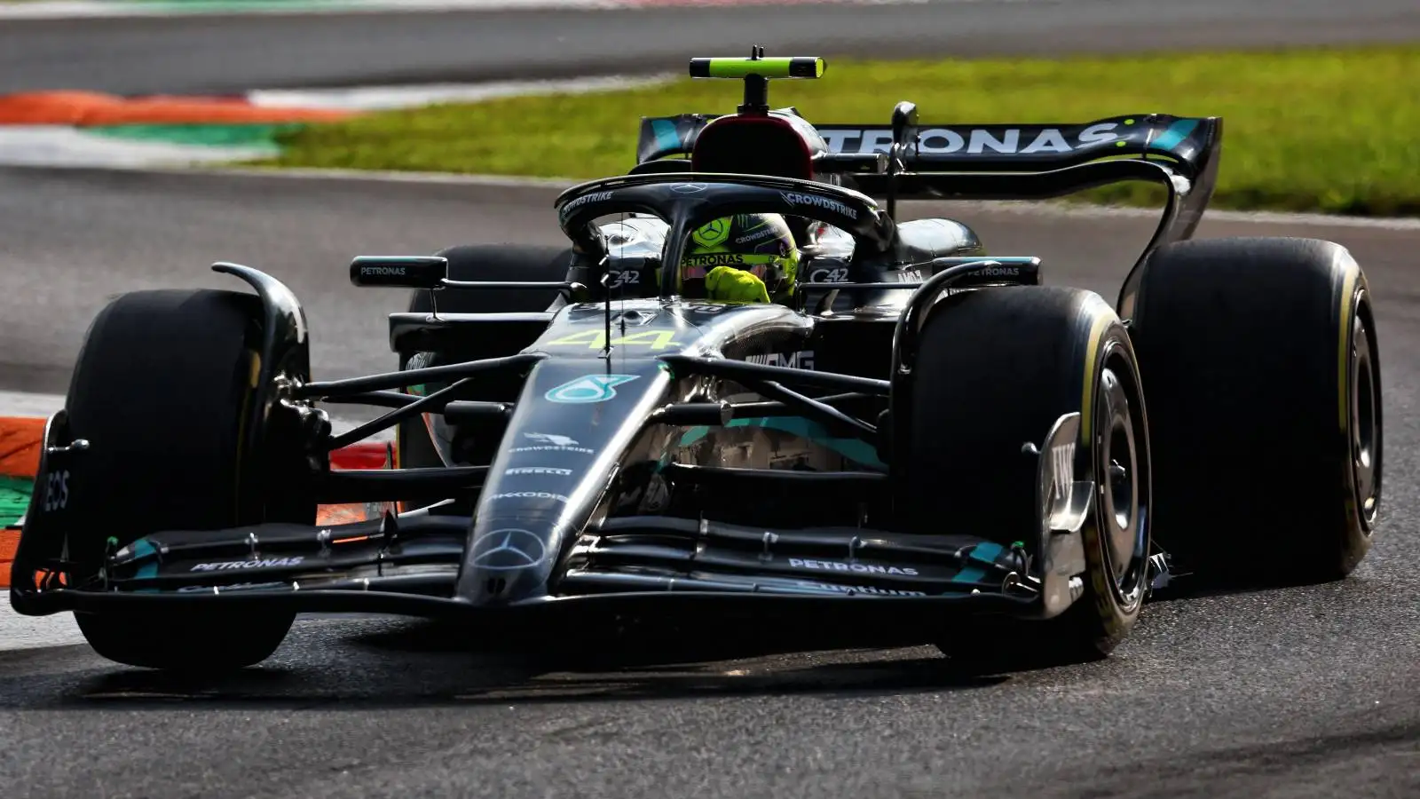 Lewis Hamilton driving the Mercedes W14. Italy, September 2023.