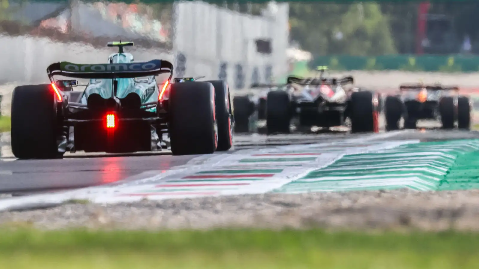 An Aston Martin F1 car during practice for the Italian Grand Prix at Monza.