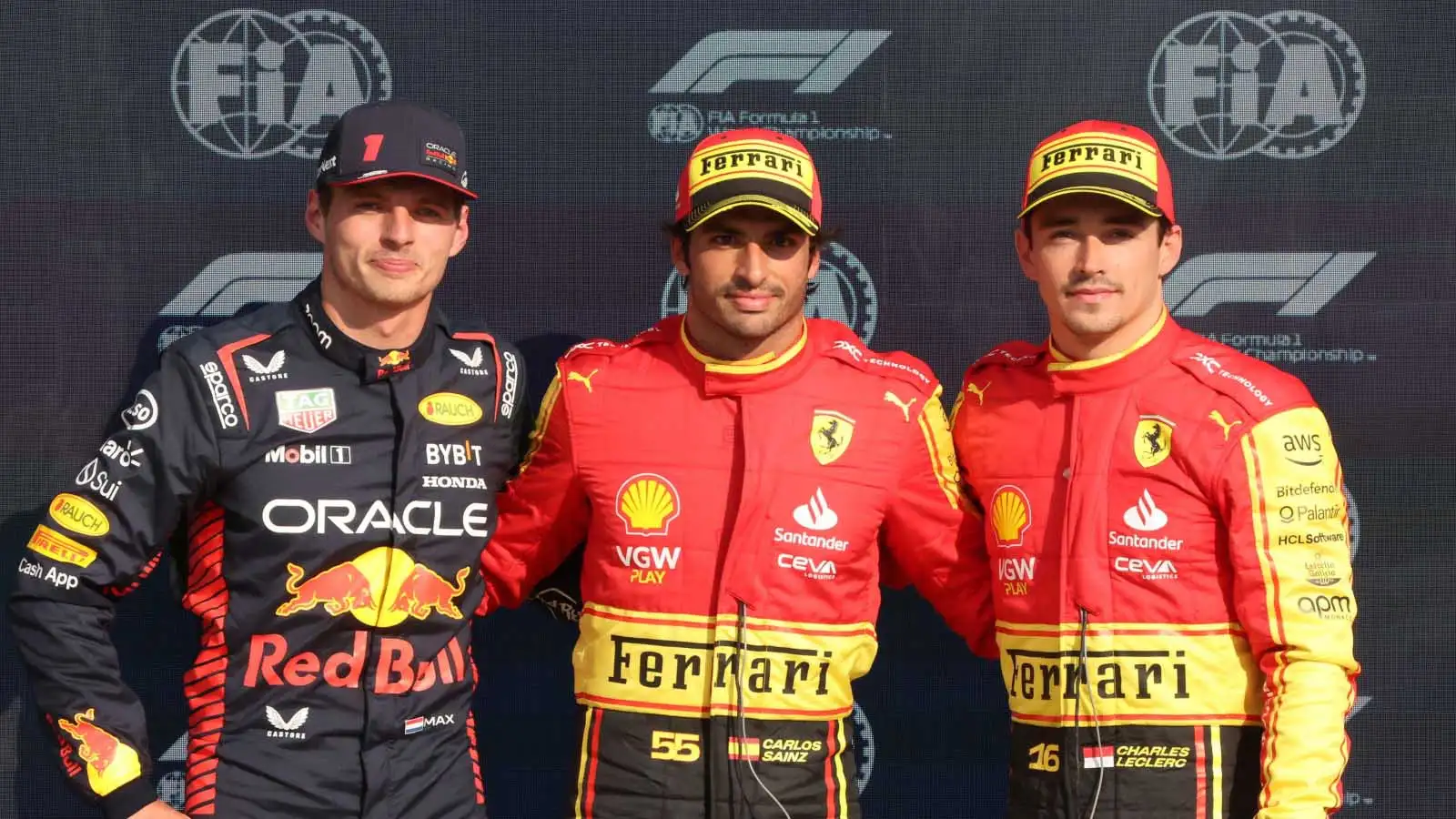 Max Verstappen, Carlos Sainz and Charles Leclerc after qualifying at Monza. F1 news