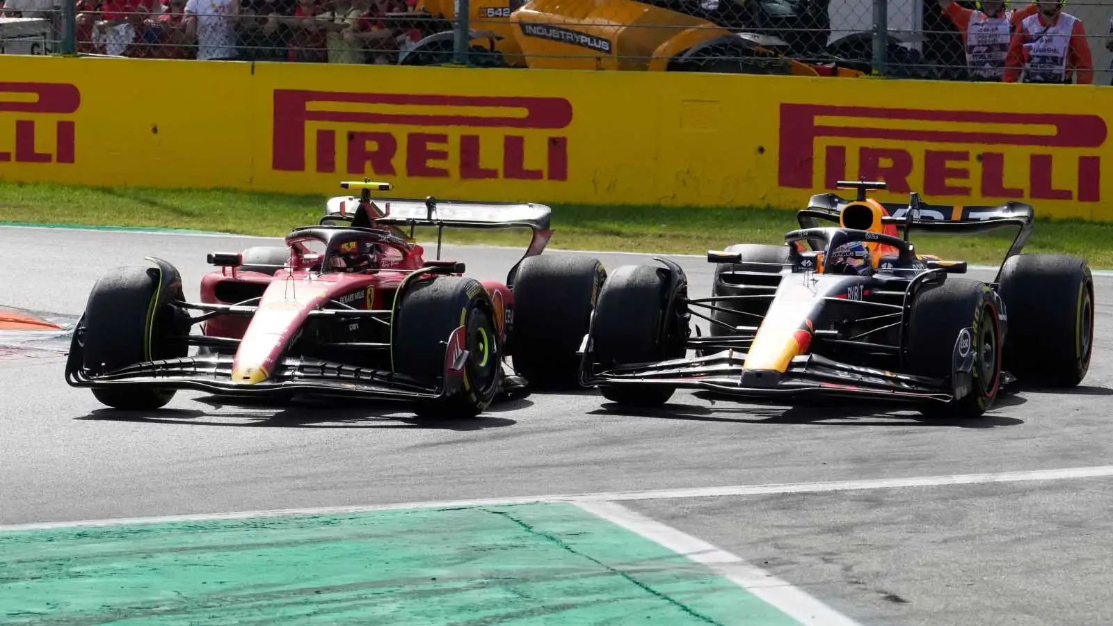Carlos Sainz alongside Max Verstappen at Monza. F1 results