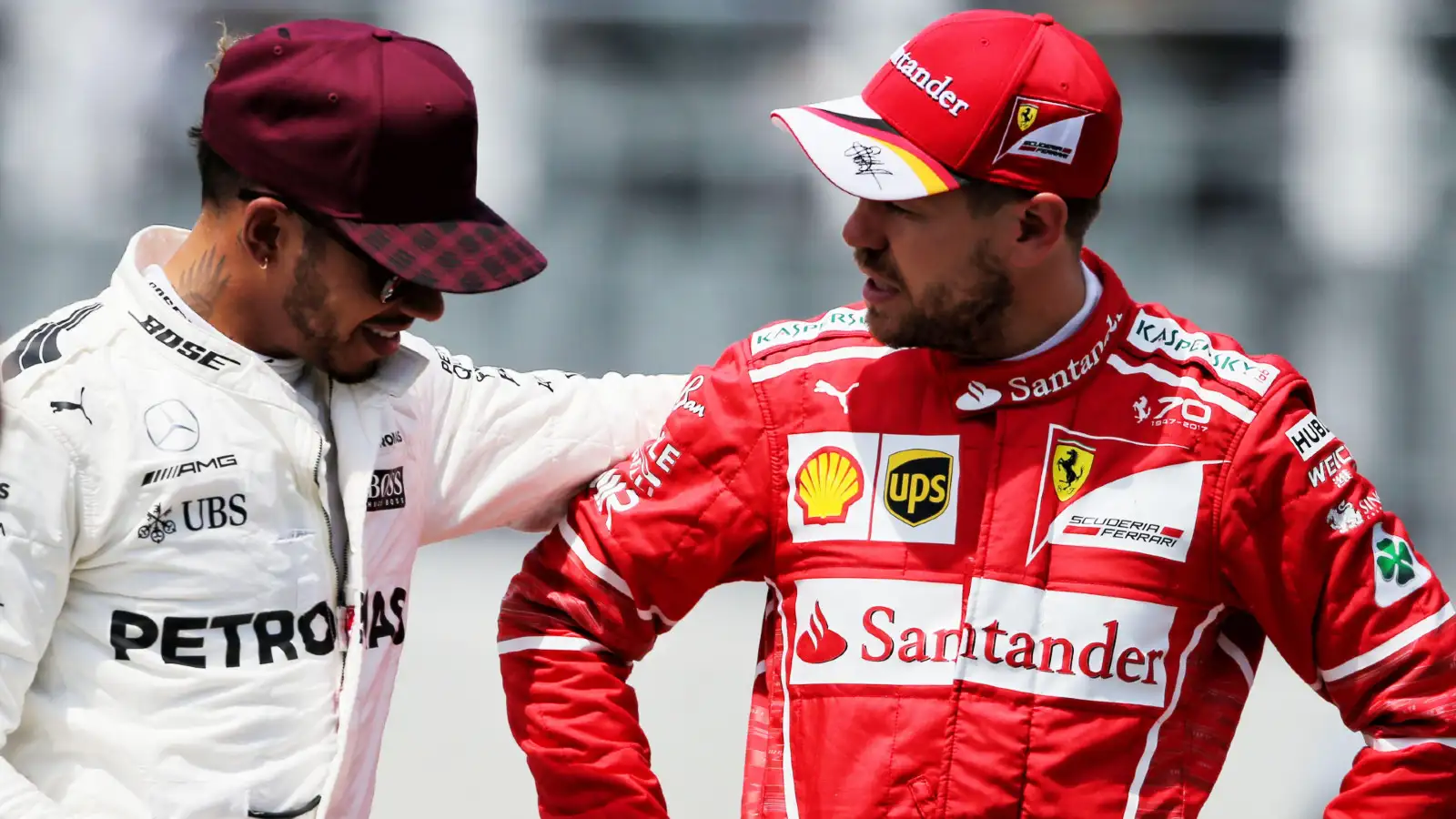 Title rivals on-track, friends off-track, Lewis Hamilton and Sebastian Vettel pictured together in 2018.