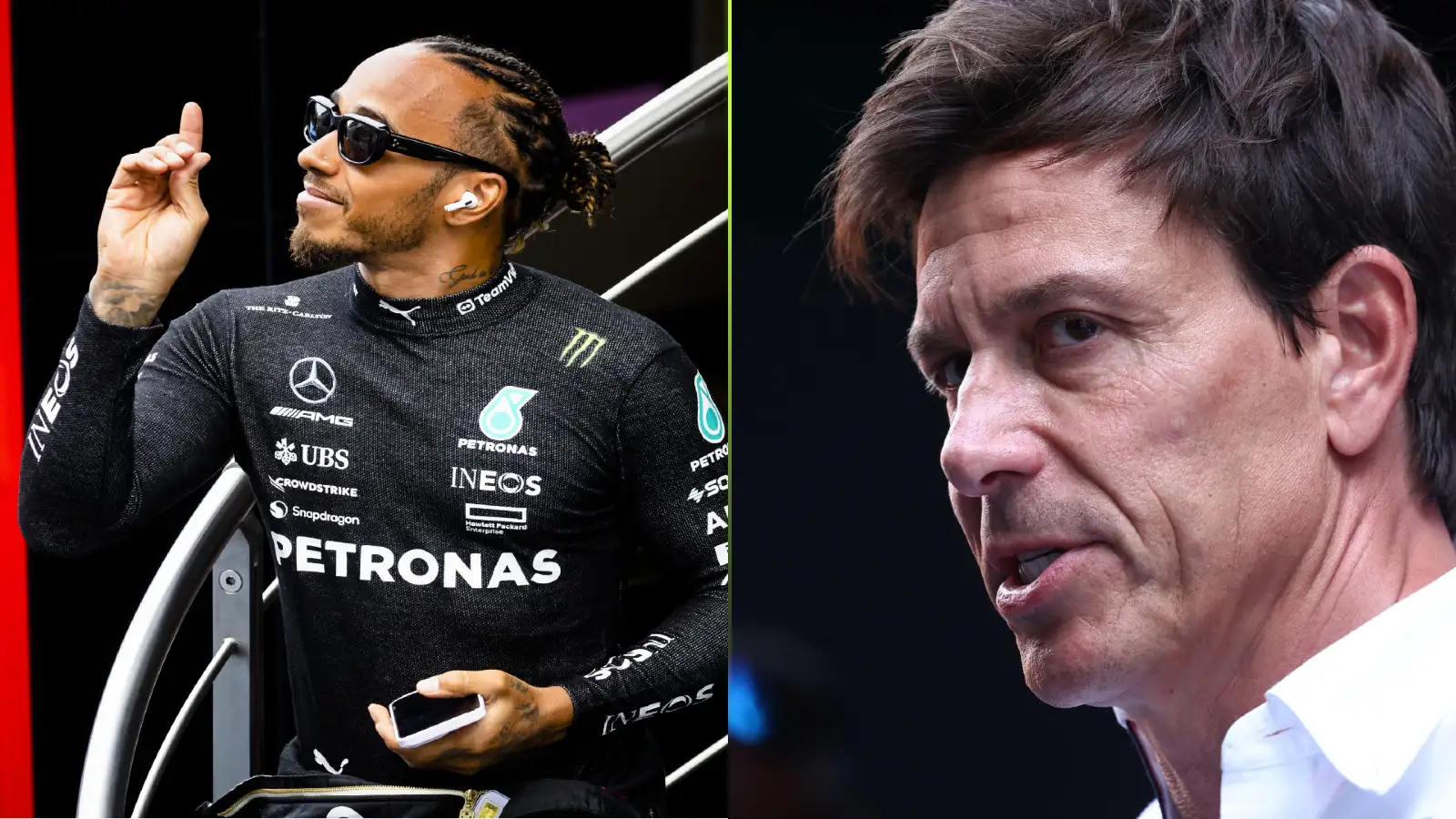 Monza: Mercedes F1 driver Lewis Hamilton and team boss Toto Wolff pictured at the Italian Grand Prix.