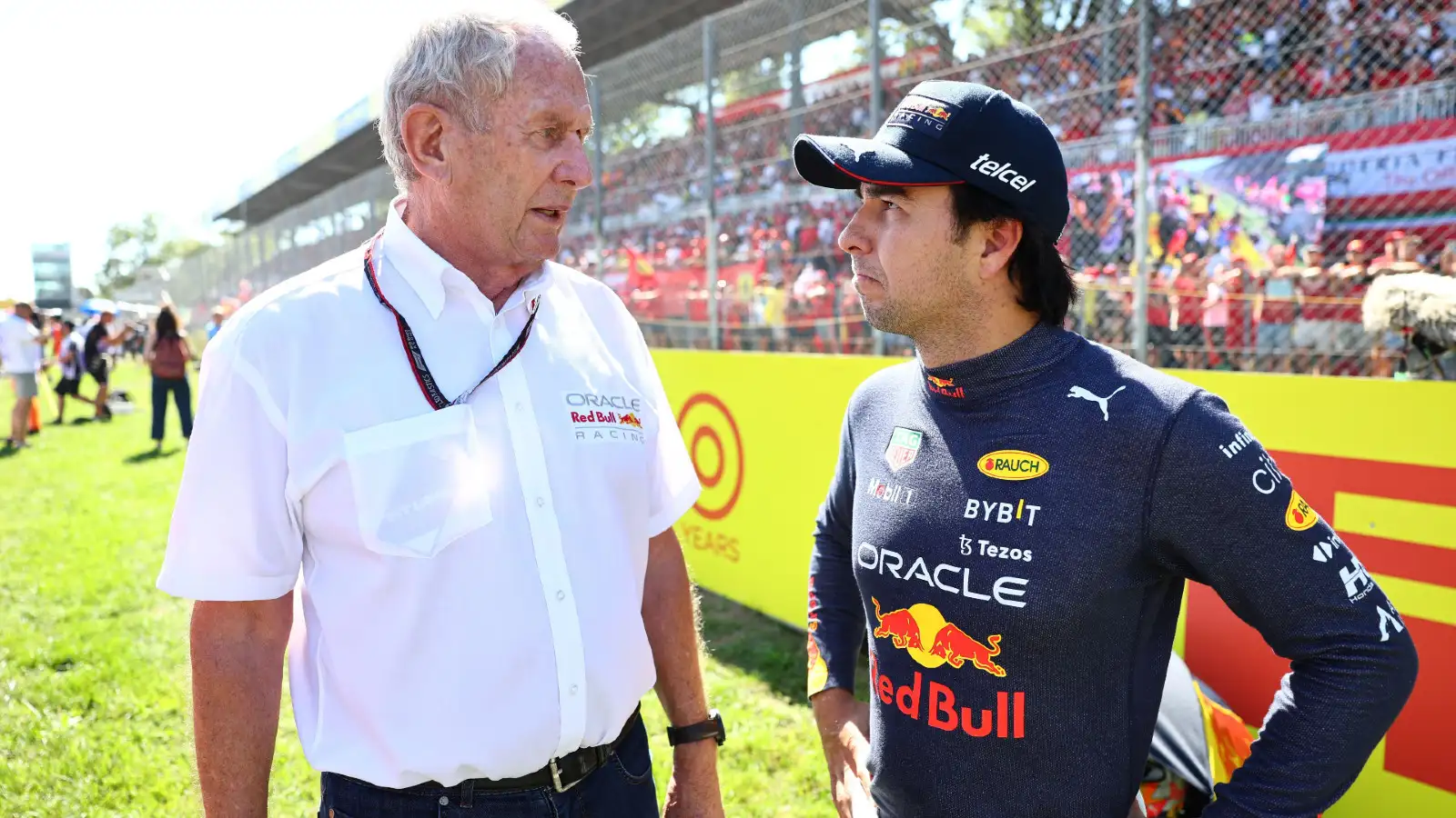 Sergio Perez, Red Bull F1 driver, pictured with motorsport advisor Helmut Marko