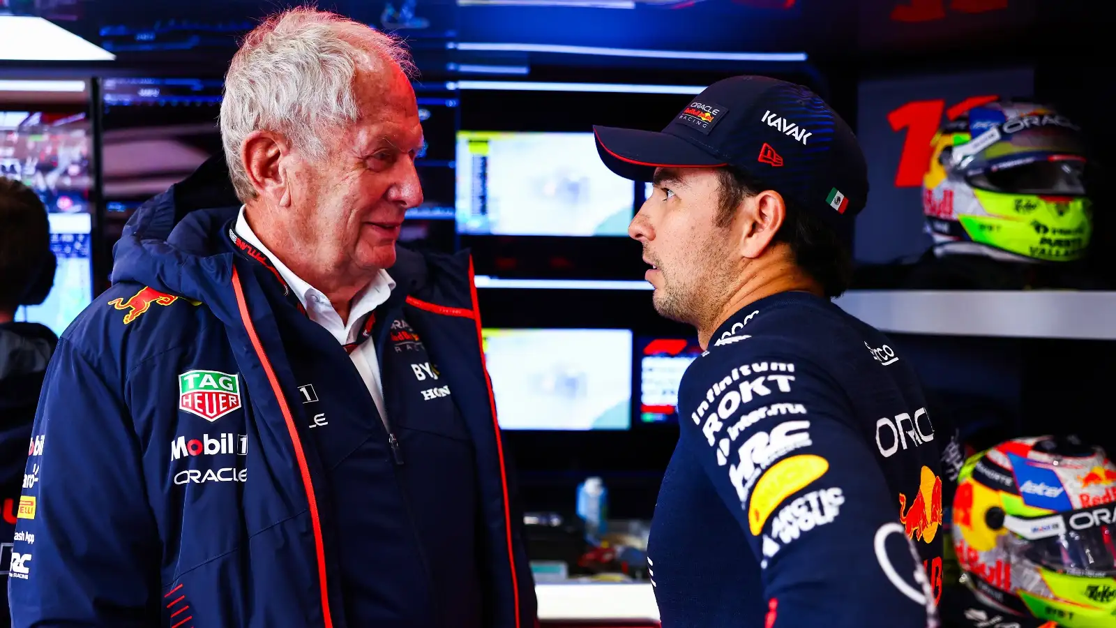 Helmut Marko and Sergio Perez