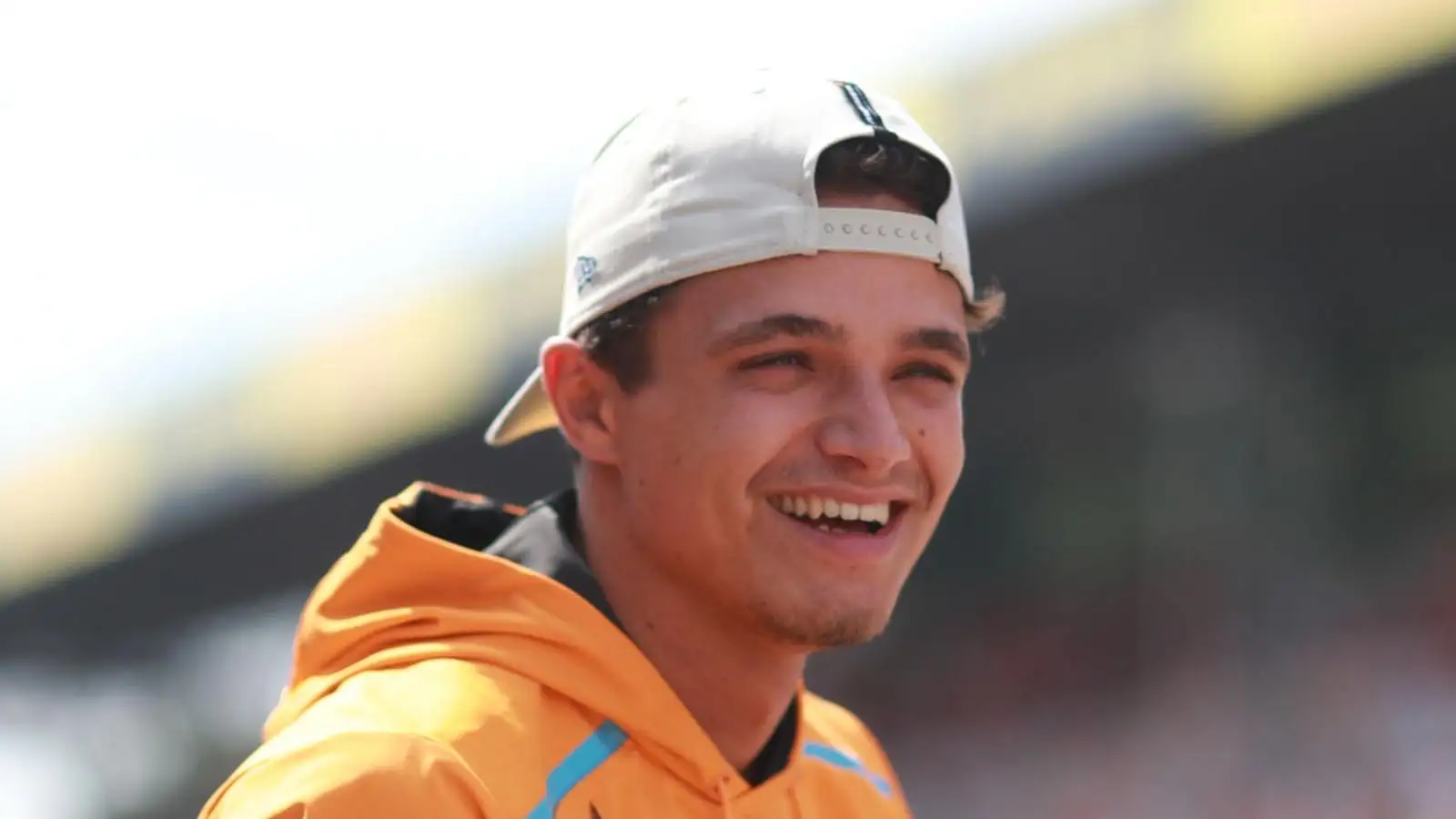 Lando Norris wears a backwards hat at Monza.