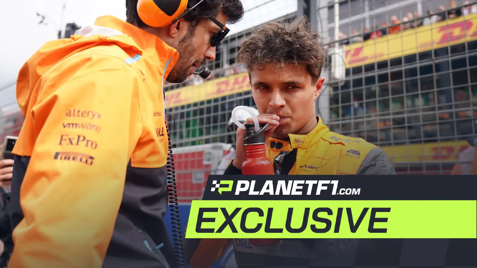 Zandvoort: McLaren's Lando Norris chats on the grid.