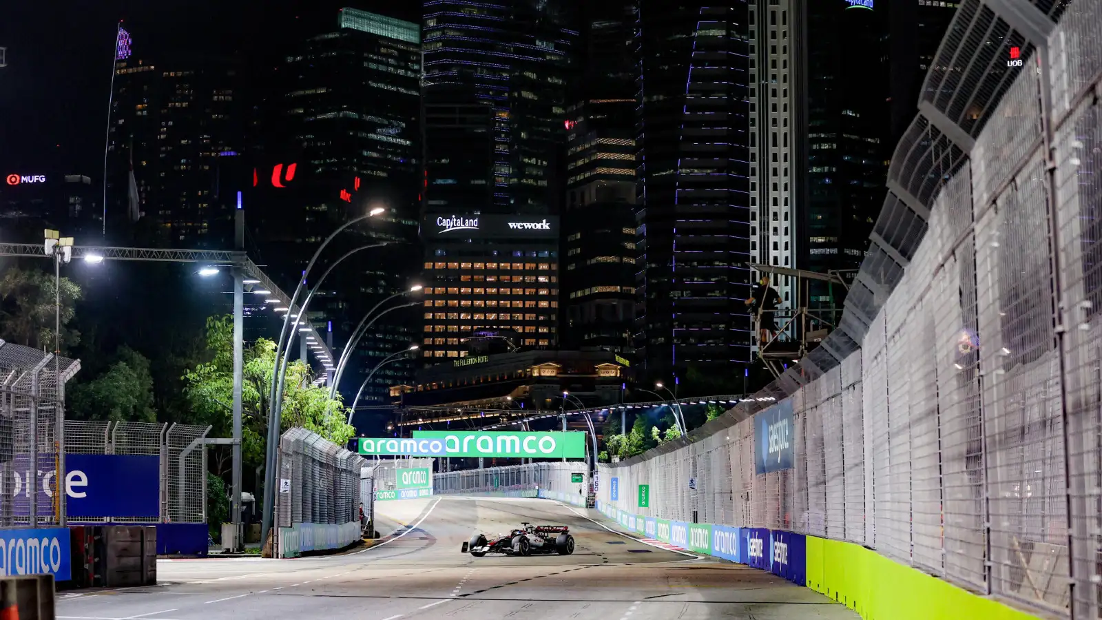 Alfa Romeo's Valtteri Bottas racing on the streets of Singapore in 2022.