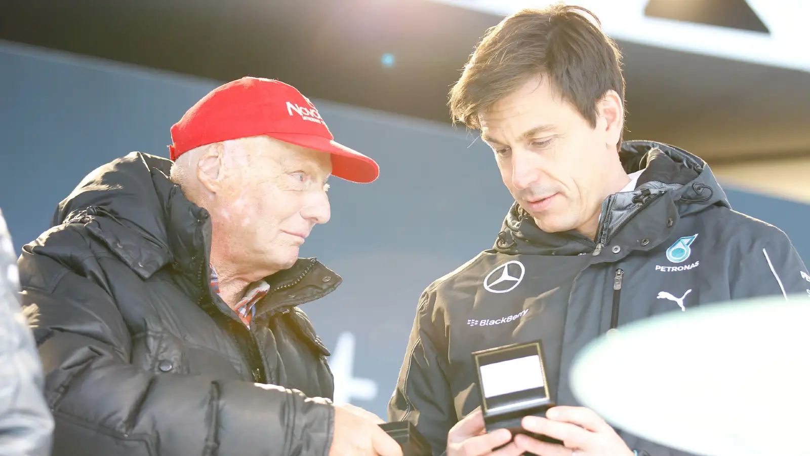 Mercedes' Toto Wolff pictured with Niki Lauda in 2014.