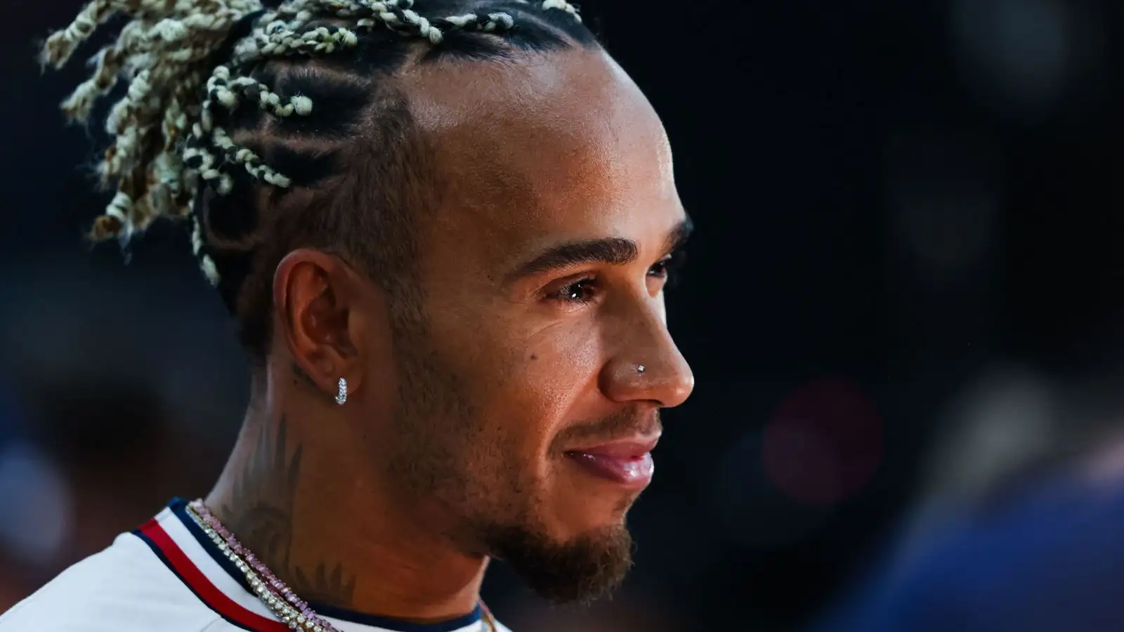 Mercedes driver Lewis Hamilton speaks to the media at the 2023 Singapore Grand Prix.